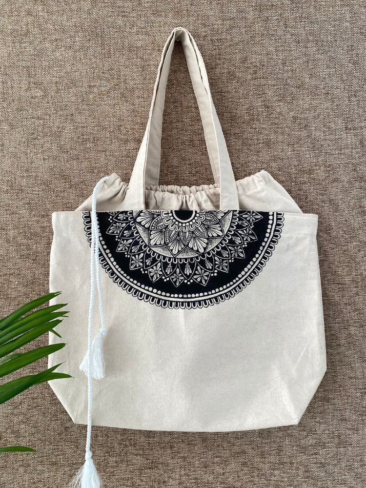 Handpainted balloon tote bag-Mandala Design