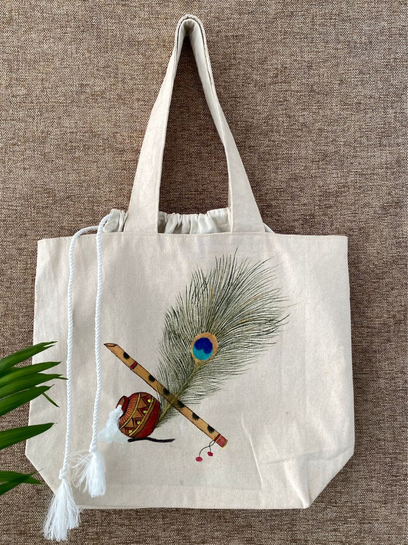 Handpainted balloon tote bag-Morpankh design