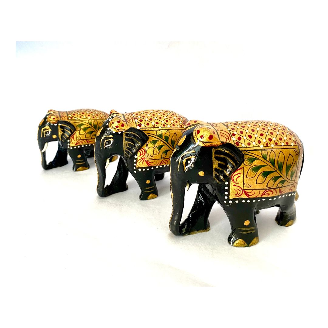 Handpainted wooden elephants