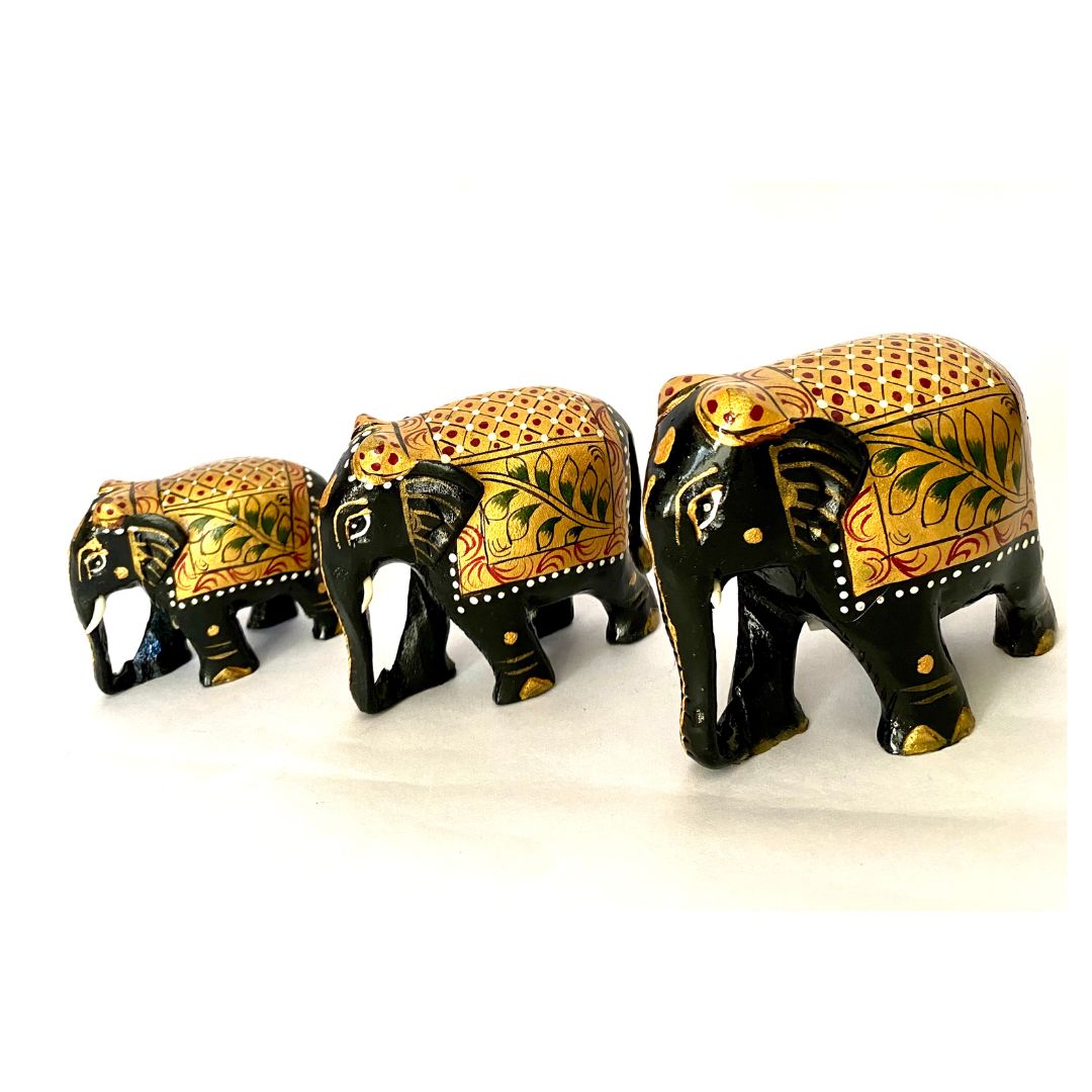 Handpainted wooden elephants