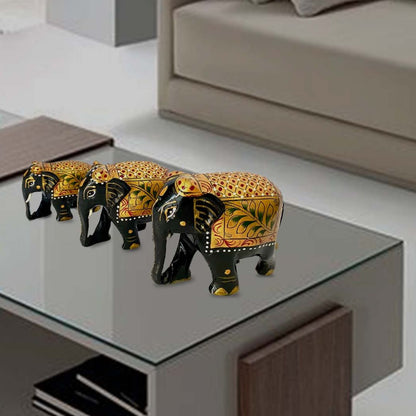 Handpainted wooden elephants