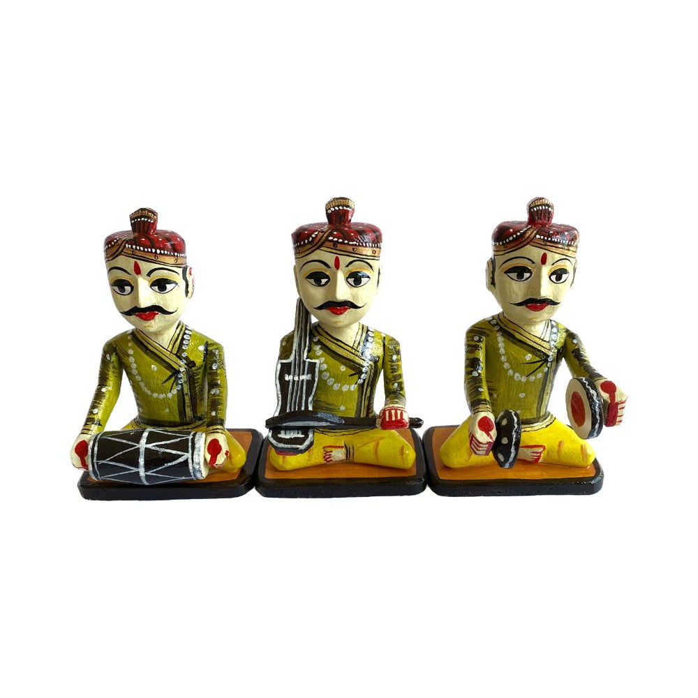 Handpainted wooden musician set from Bassi Chittorgarh