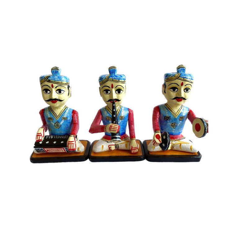 Handpainted wooden musician set from Bassi Chittorgarh