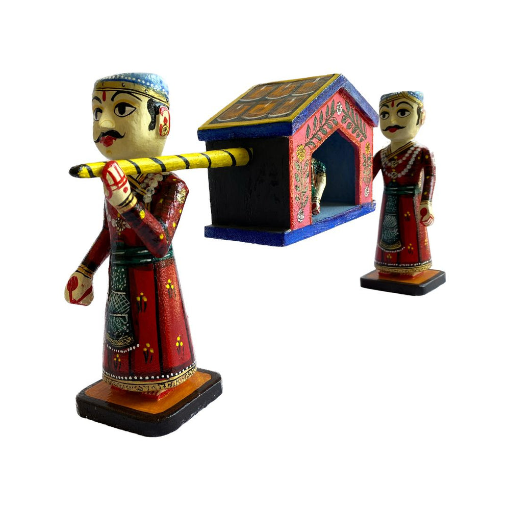 Handpainted wooden palanquin | palki from Bassi Chittorgarh