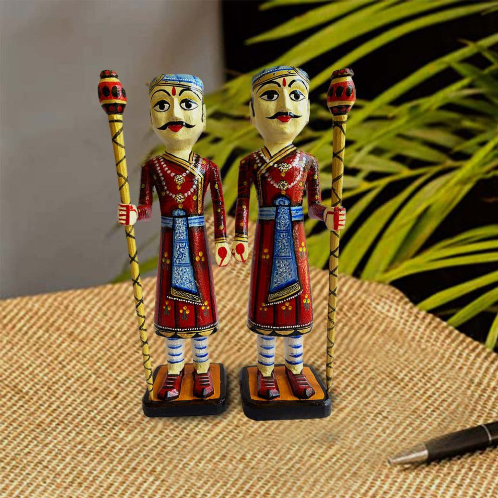 Handpainted wooden sentry pehredar from Bassi Chittorgarh