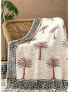 Hand blockprinted Cotton Sofa Throws-Palm Tree Design