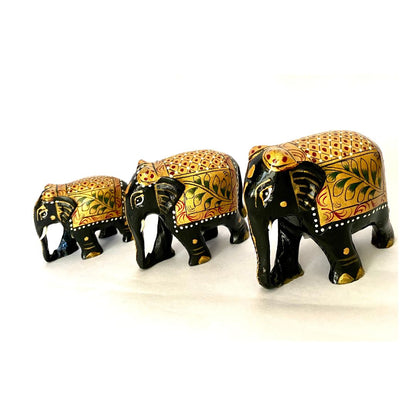 Handpainted wooden elephants