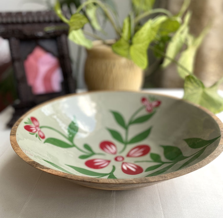 Handpainted Mango Wood Salad Bowl