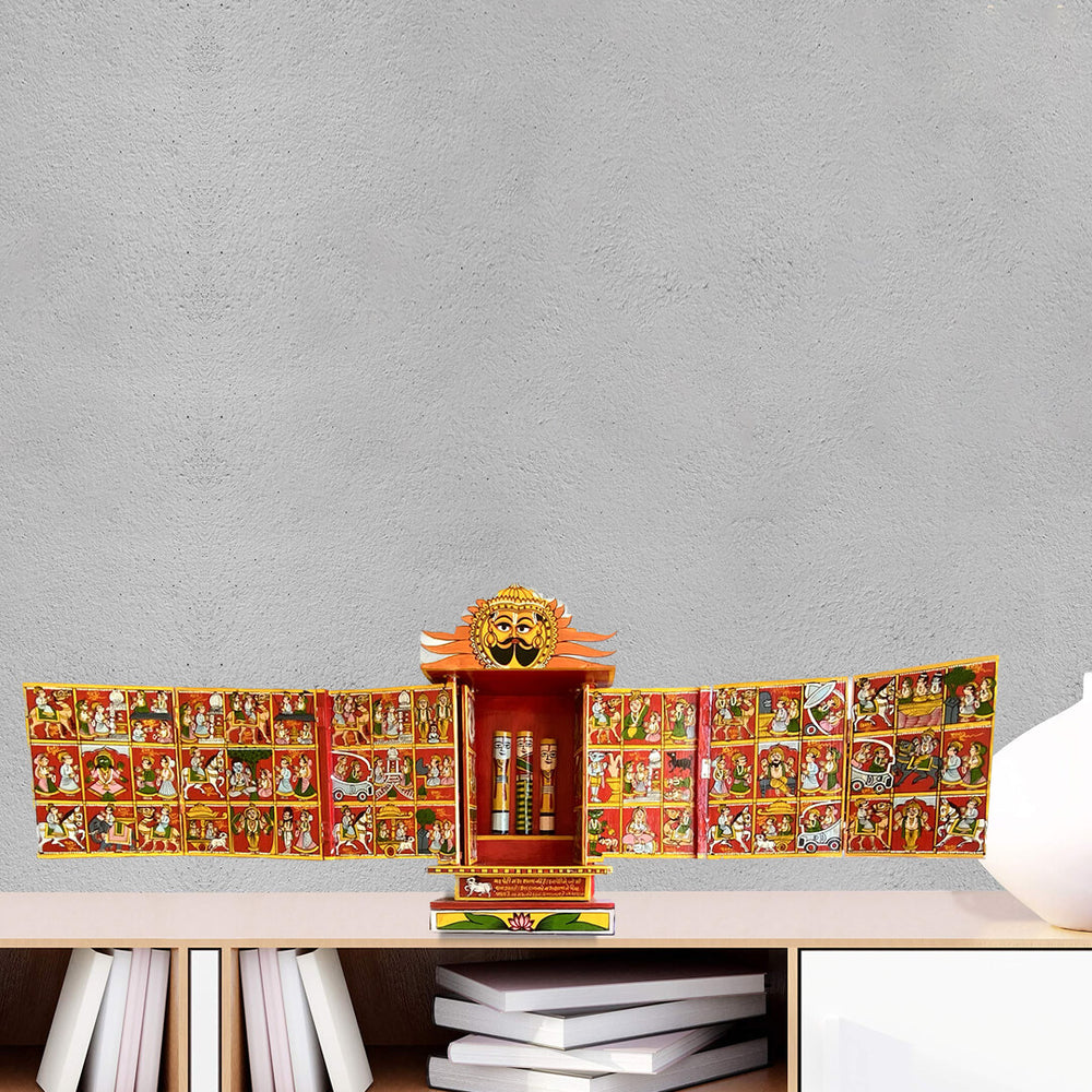 Marwari Kaavad with 51 stories Orange - Multicolor