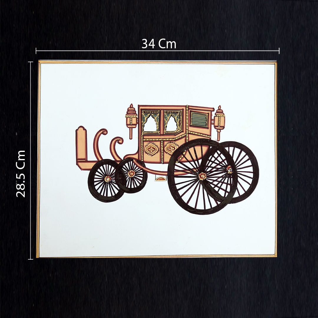 Rajasthani Miniature Handmade Painting | Bagghi | Black border | White background