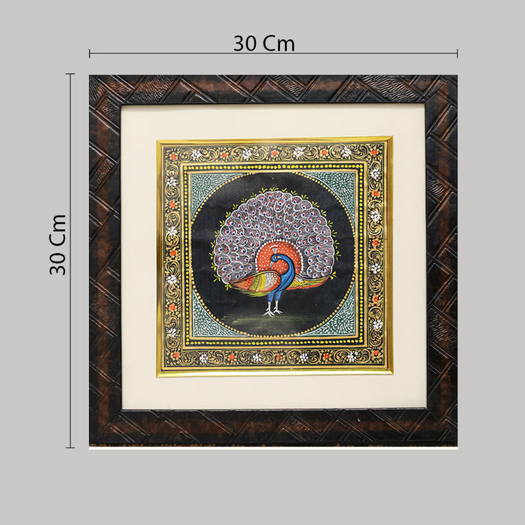 Miniature painting framed peacock black background