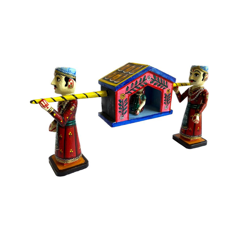 Handpainted wooden palanquin | palki from Bassi Chittorgarh