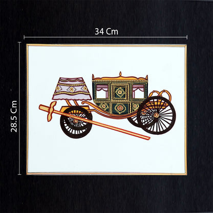 Rajasthani Miniature Handmade Painting | Bagghi | Black border | White background