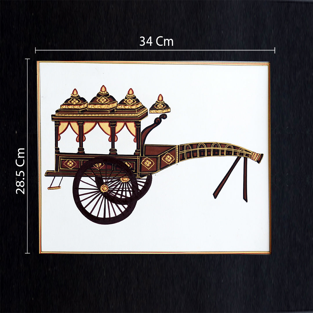 Rajasthani Miniature Handmade Painting | Bagghi | Black border | White background