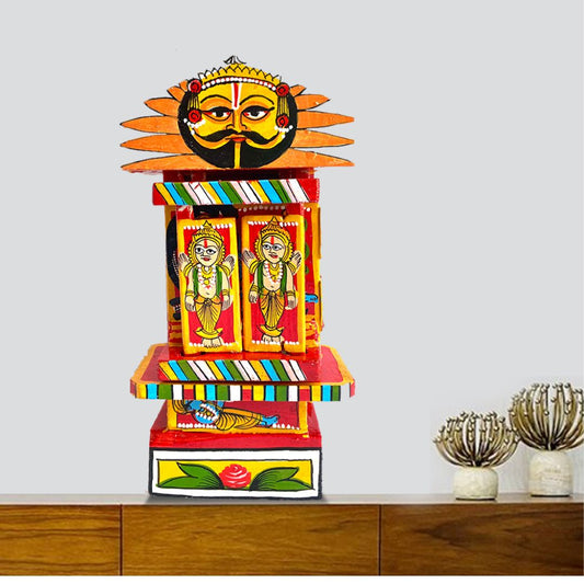 Rajasthani Kaavad Art| Ram Krishna Leela | Small |Orange Color