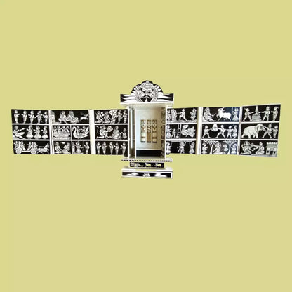 Rajasthani Kaavad Art | Large | Black and White Color