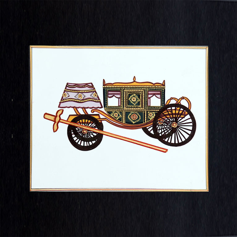 Rajasthani Miniature Handmade Painting | Bagghi | Black border | White background