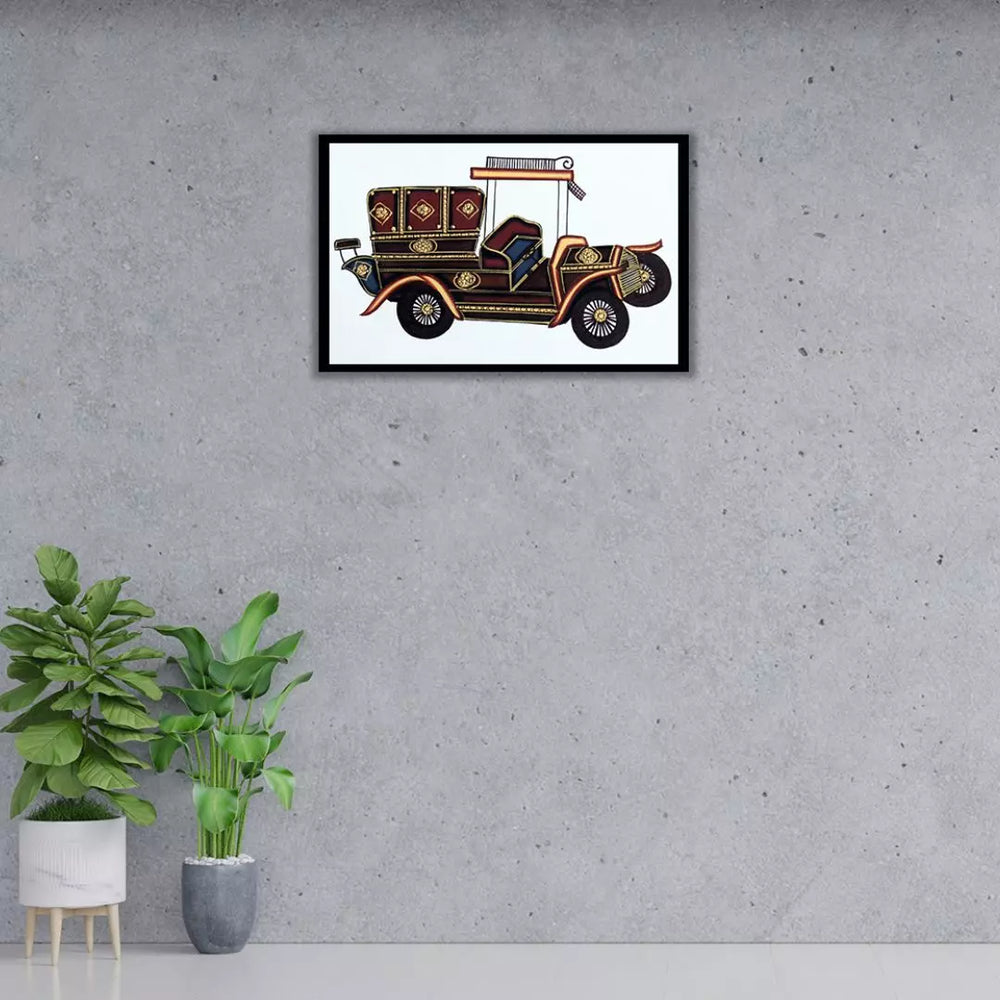 Classic Miniature art of India showcasing vintage car