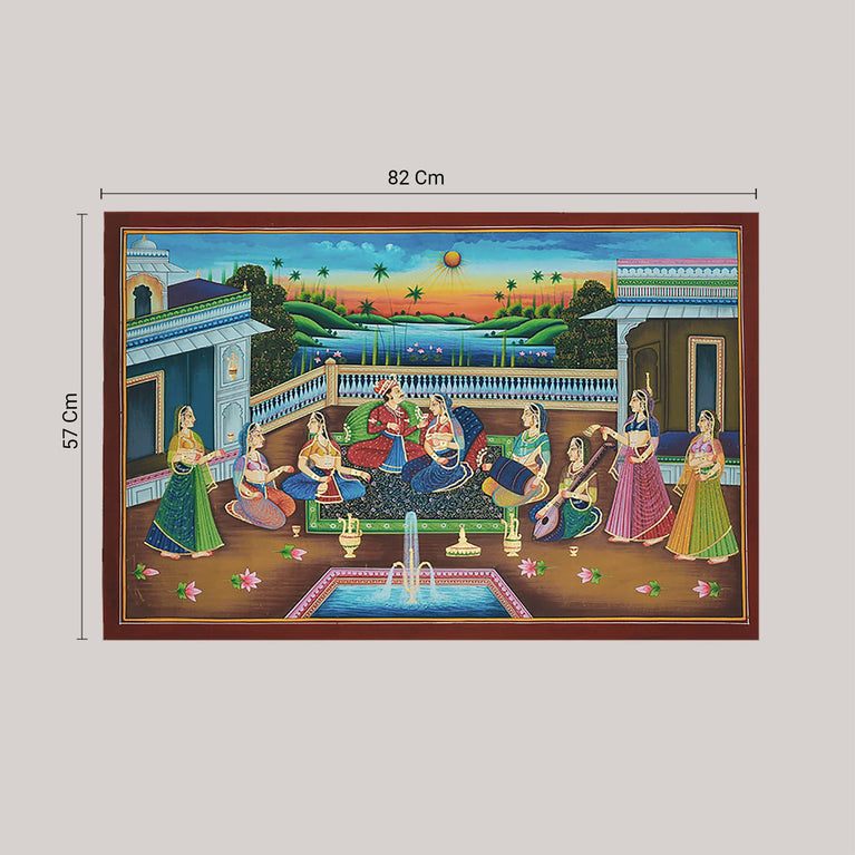 Rajasthani Miniature painting Inside Palace View