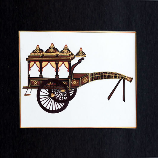 Rajasthani Miniature Handmade Painting | Bagghi | Black border | White background