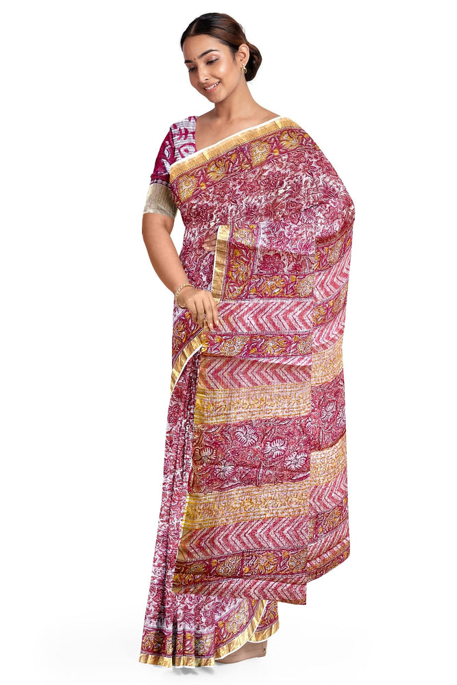 Hand Blockprinted Kota Doriya Saree