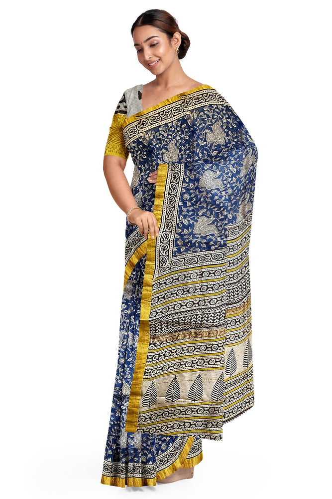 Hand Blockprinted Maheshwari Saree