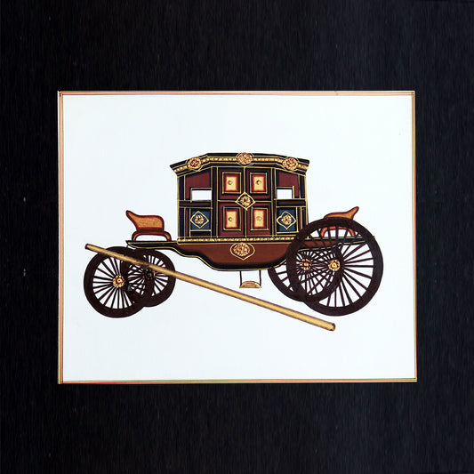 Rajasthani Miniature Handmade Painting | Bagghi | Black border | White background