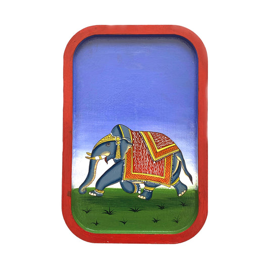 Handpainted Wall Plate-Rectangular-Miniature painting-Elephant