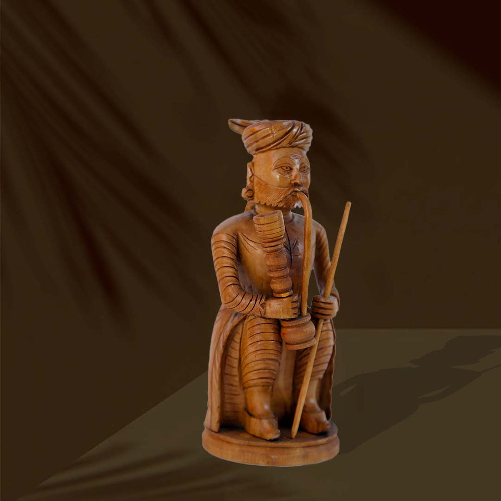 Buy Online Wooden hand carved statue of Hookahman