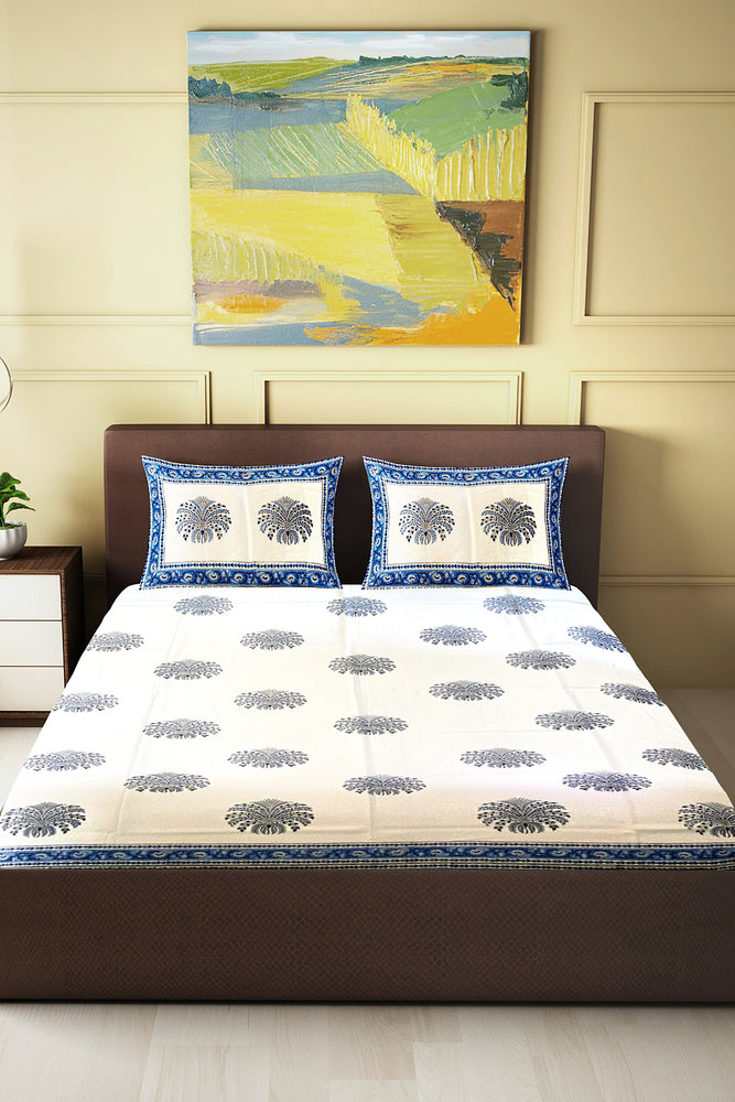 Hand Blockprinted Cotton Double Bedsheet With Pillow Covers