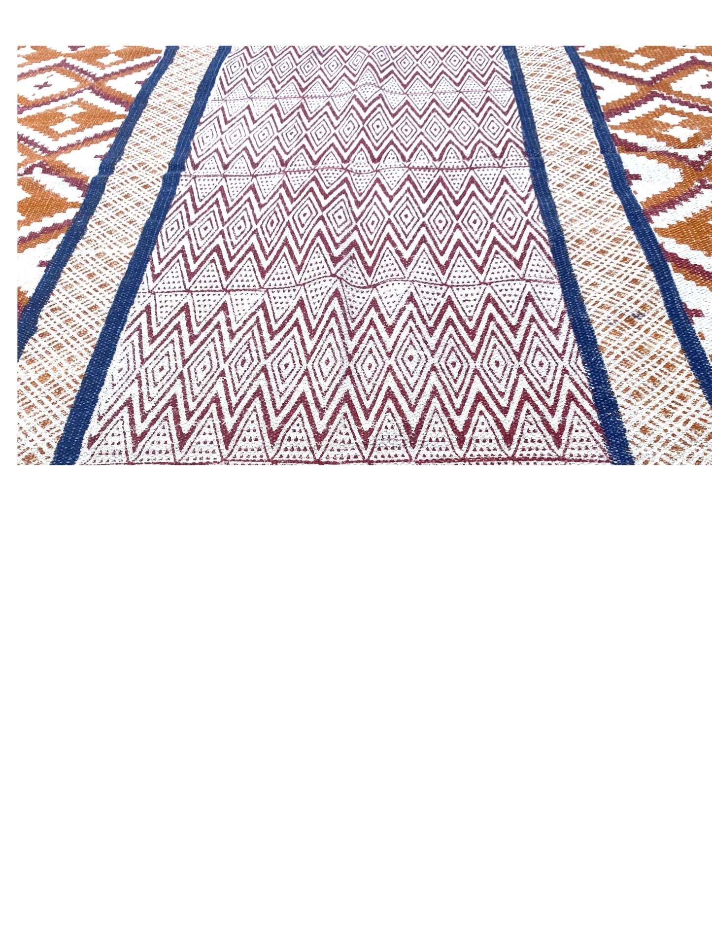 Cotton rug Brown and Red Ikat