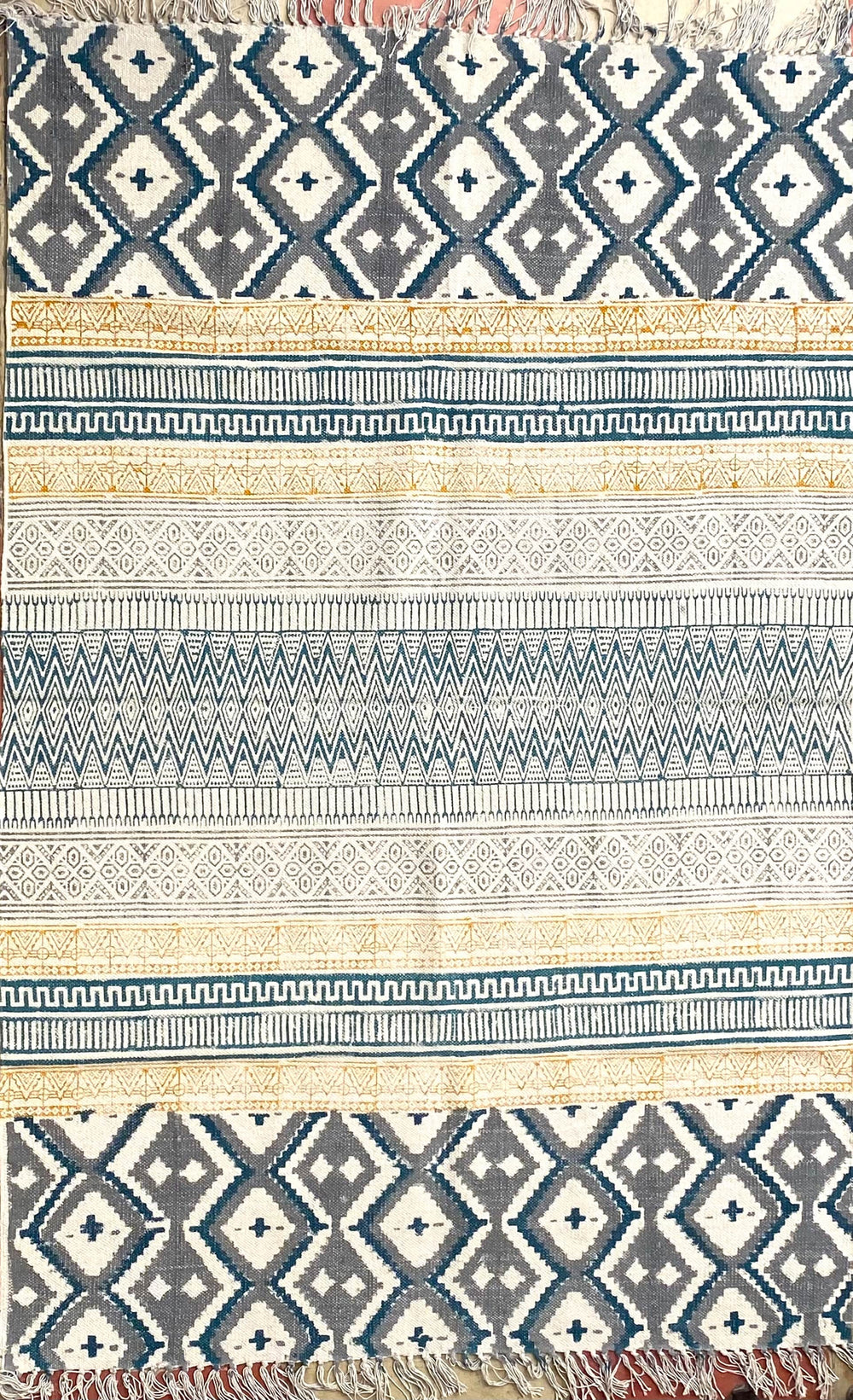 Multicolor Ikat cotton rug